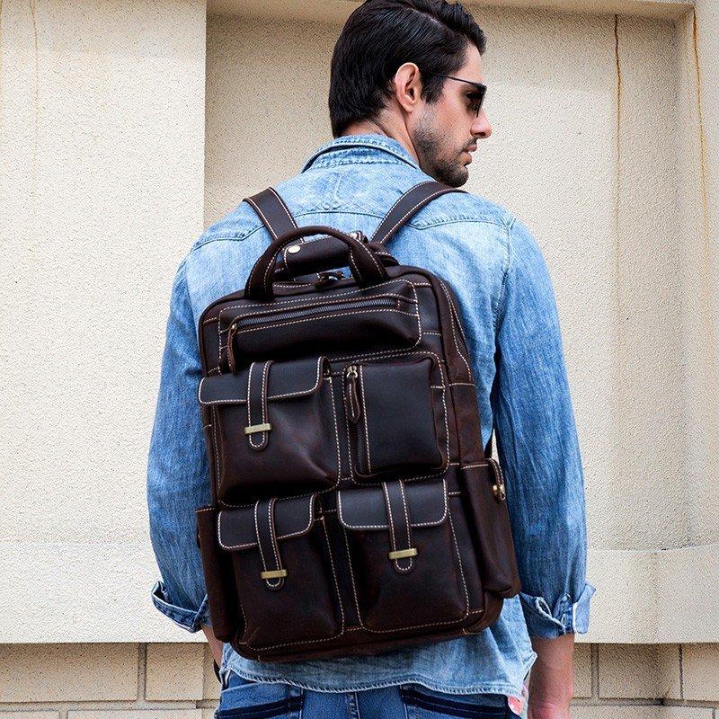 大容量 本革 ファッション リュックサック メンズ レザー バックパック レザー 16インチ対応 アウトドア