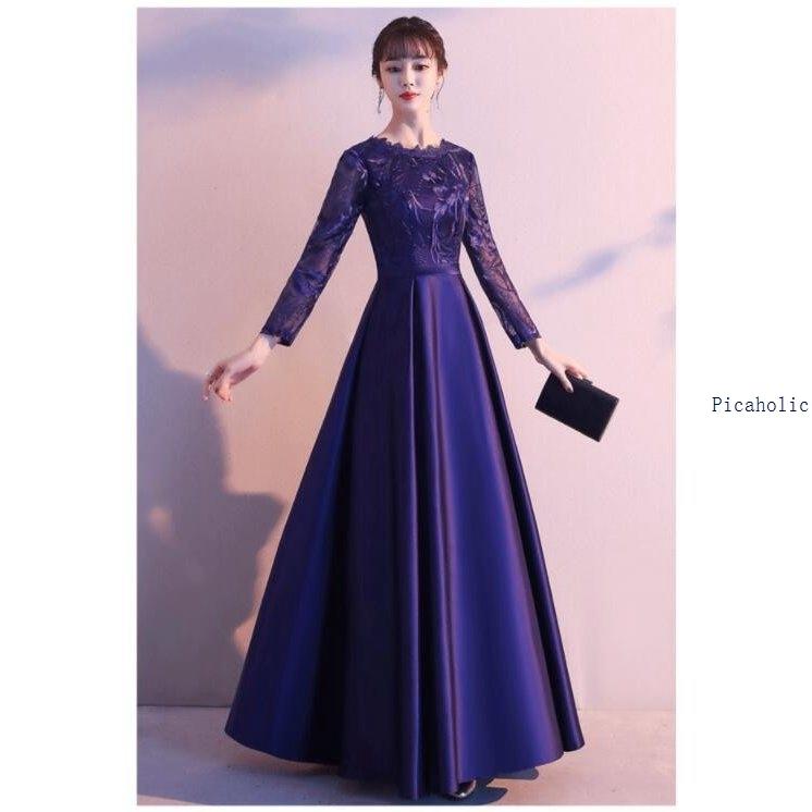 新品即決 ロングドレス 袖あり マキシワンピース パーティードレス 代30代40代 ウエディングドレス おしゃれ カラードレス 結婚式 二次会 舞台衣装 披露宴 演奏会 Www Kiro Hedensted Dk