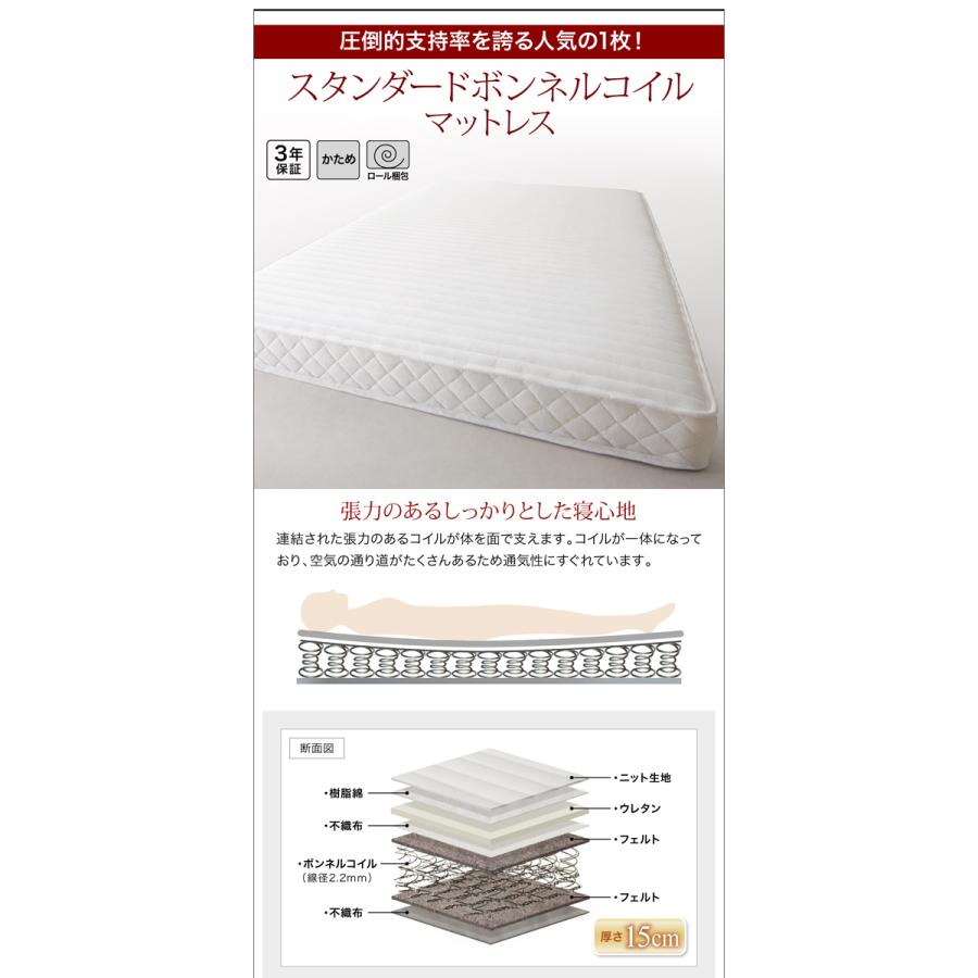 スタンダードボンネルコイルマットレス付き L:フルレイアウト M:クイーン(ホワイト) F:クイーン 【耐】