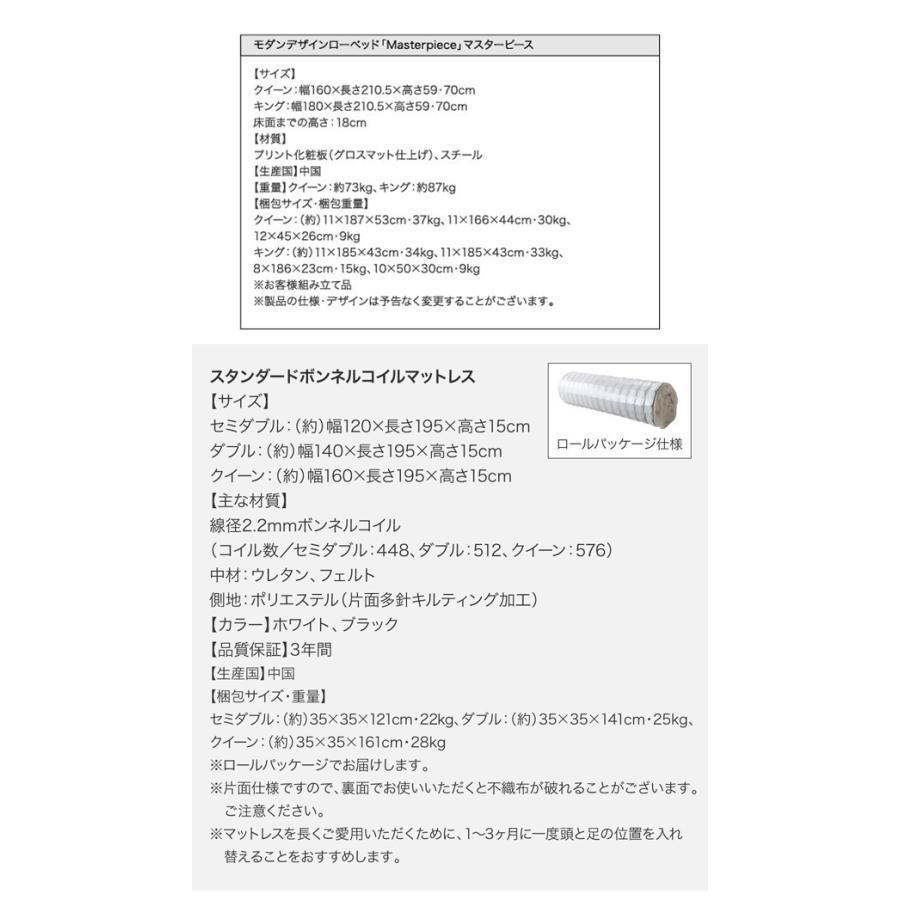 スタンダードボンネルコイルマットレス付き L:フルレイアウト M:クイーン(ホワイト) F:クイーン 【耐】