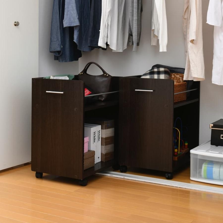 キャスター付きクローゼットラック 幅38.5 奥行58.5 CLOSET RACK ダークブラウン 2個組の画像