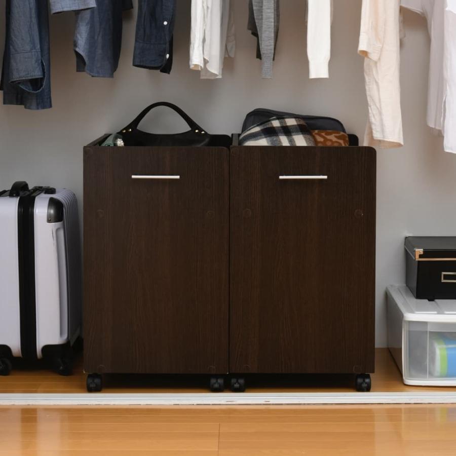 キャスター付きクローゼットラック 幅38.5 奥行58.5 CLOSET RACK ダークブラウン 2個組の画像