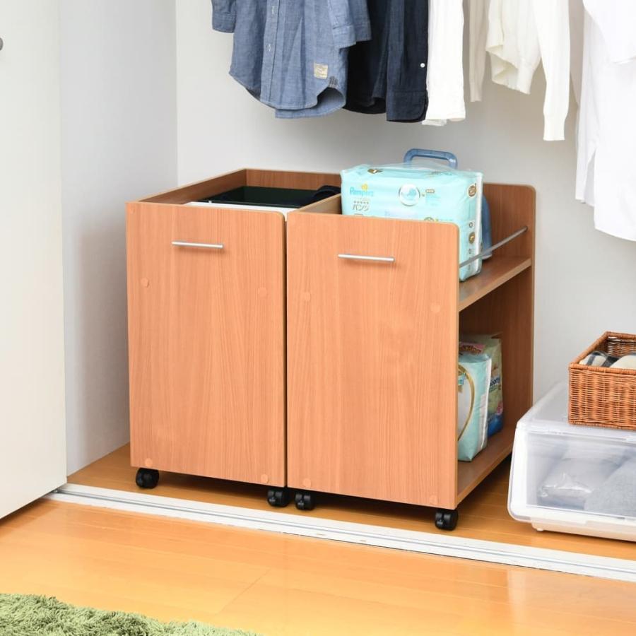 キャスター付きクローゼットラック 幅38.5 奥行58.5 CLOSET RACK ナチュラル 2個組の画像