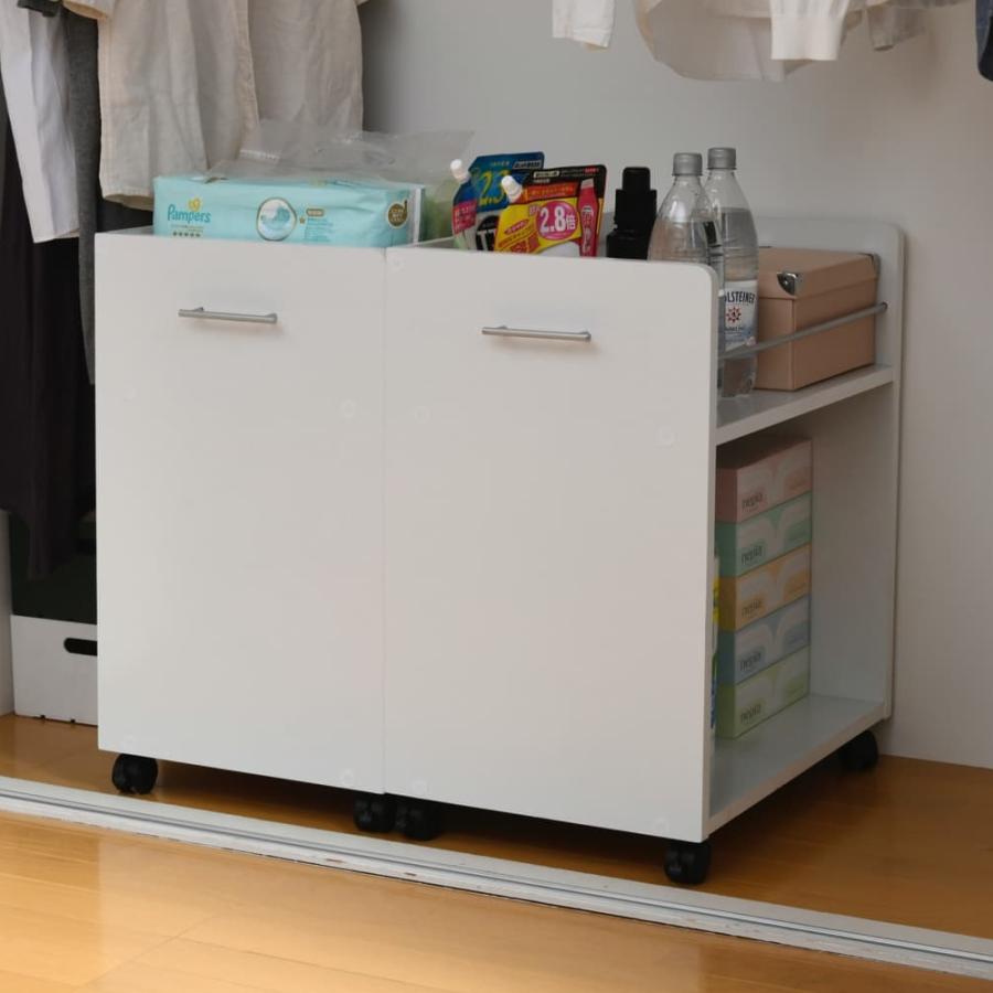 キャスター付きクローゼットラック 幅38.5 奥行58.5 CLOSET RACK ホワイト 2個組の画像