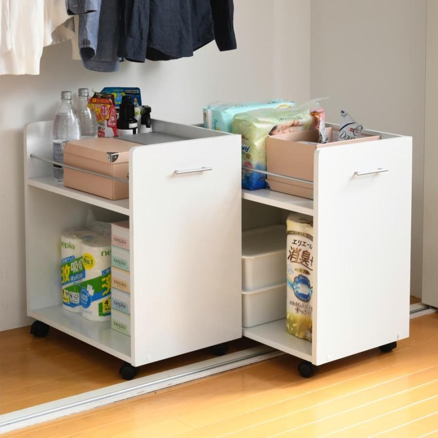 キャスター付きクローゼットラック 幅38.5 奥行58.5 CLOSET RACK ホワイト 2個組の画像