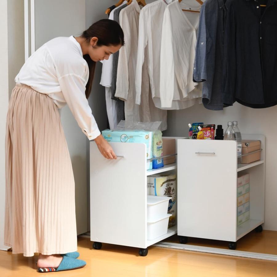 キャスター付きクローゼットラック 幅38.5 奥行58.5 CLOSET RACK ホワイト 2個組の画像