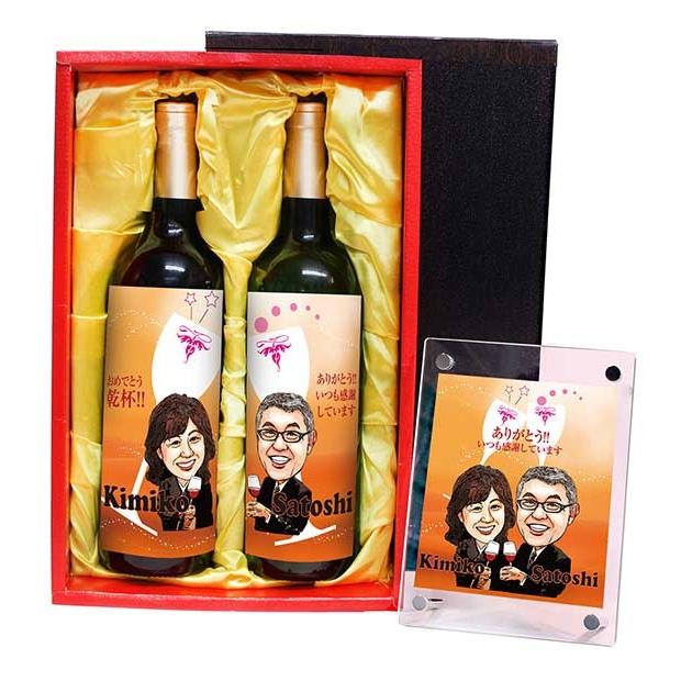 似顔絵ペアワイン 750ml A 8 金婚式 銀婚式 プレゼント 結婚記念日 還暦 古希 喜寿 傘寿 米寿 両親 友人 名入れ お祝い ギフト ワイン 記念品 Wine A 008 ピカソランド Yahoo 店 通販 Yahoo ショッピング