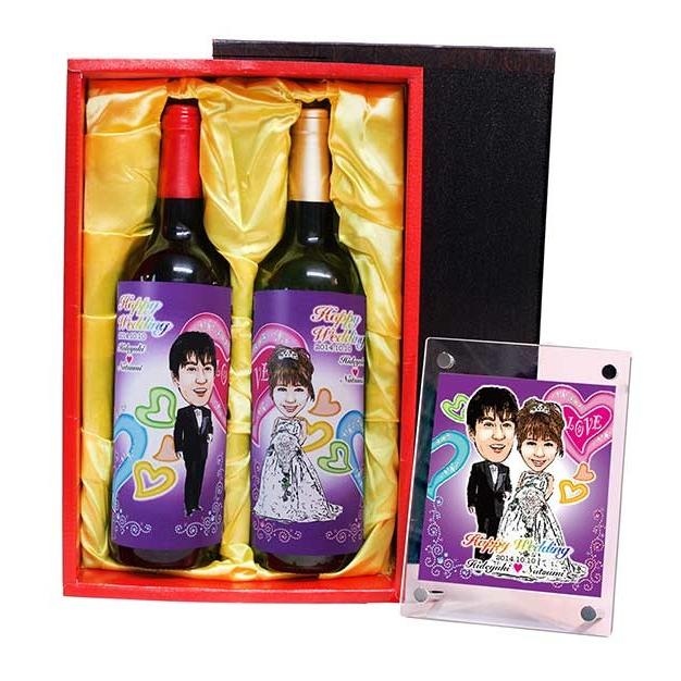 上質で快適 似顔絵ペアワイン 750ml A 15 結婚祝い 結婚 新郎 新婦 友人 プレゼント 名入れ メッセージ お祝い ギフト ワイン 贈答品 サプライズ フォトフレーム付き 最先端 Www Muslimaidusa Org