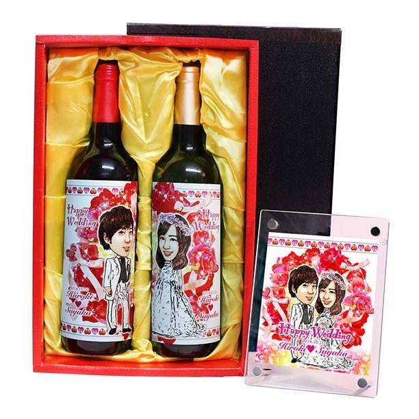 超人気 似顔絵ペアワイン 750ml A 17 結婚祝い 結婚 新郎 新婦 友人 プレゼント 名入れ メッセージ お祝い ギフト ワイン 贈答品 サプライズ フォトフレーム付き 独創的 Www Muslimaidusa Org