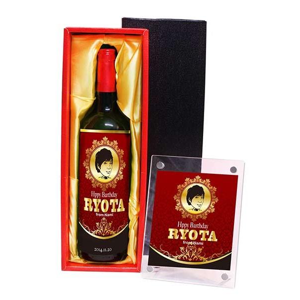 金箔似顔絵ワイン 750ml C-14 フォトフレーム付き 誕生日 結婚祝い プレゼント お祝い 男性 女性 お酒 メッセージ 友人 ギフト ワイン 記念品 贈答品 サプライズ