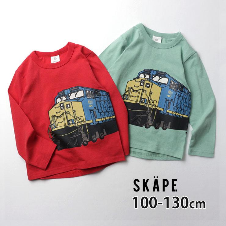 SKAPE エスケープ 長袖Tシャツ トランスポートトレイン プリント 90 