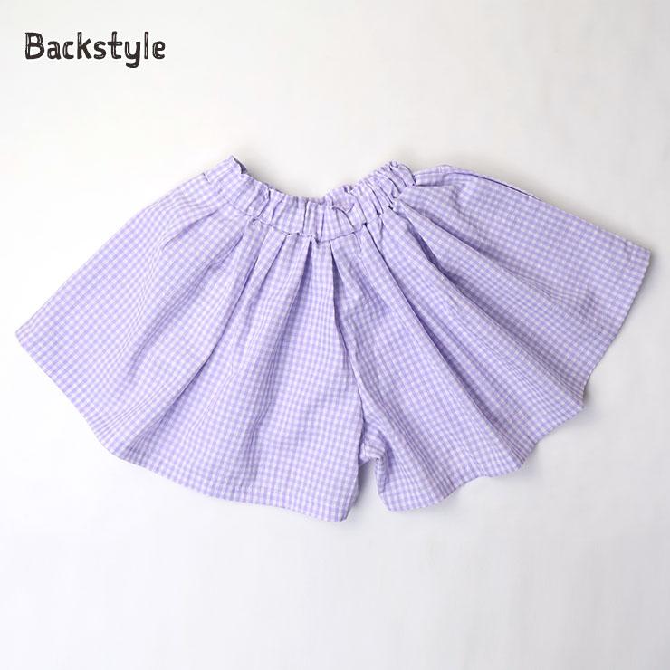 SKAPE フレアキュロット タック入り ギンガムチェック柄 花柄