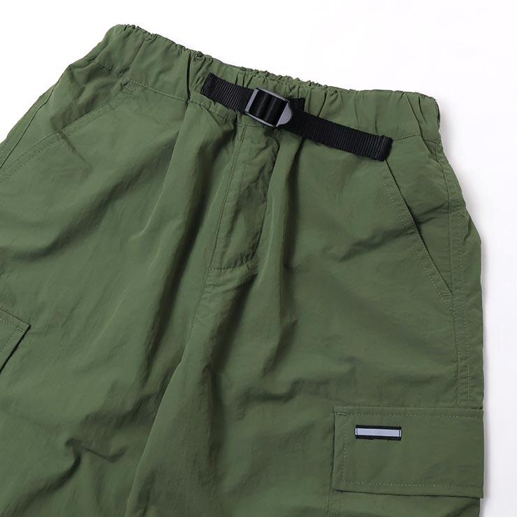 ナイロン7分丈パンツ カーゴパンツ 無地 カラー ゆったり クロップド