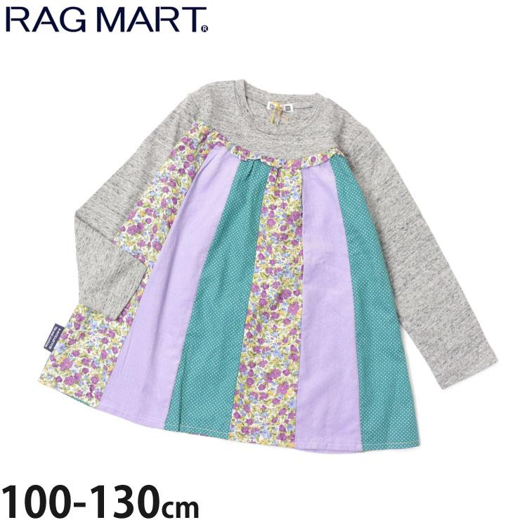 Rag Mart RAG MART 長袖チュニック 切替 花柄 ドット 水玉 パッチ 
