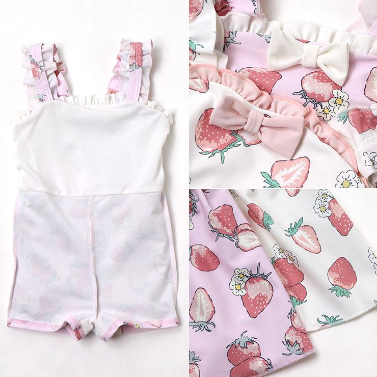 PINKSAIL 水着 ワンピース いちご柄 ストロベリー UVカット