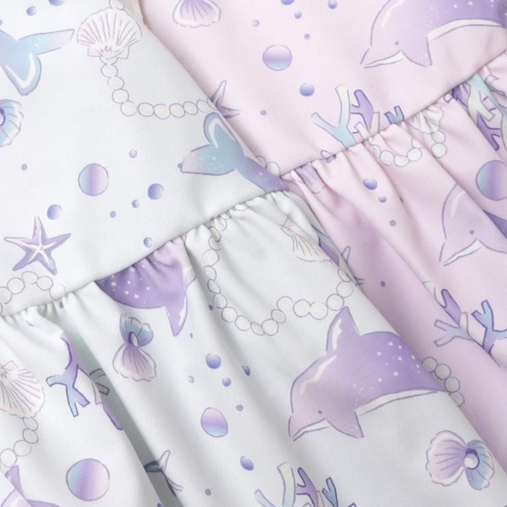 PINKSAIL 水着 ワンピース イルカ柄 UVカット オールインワン型