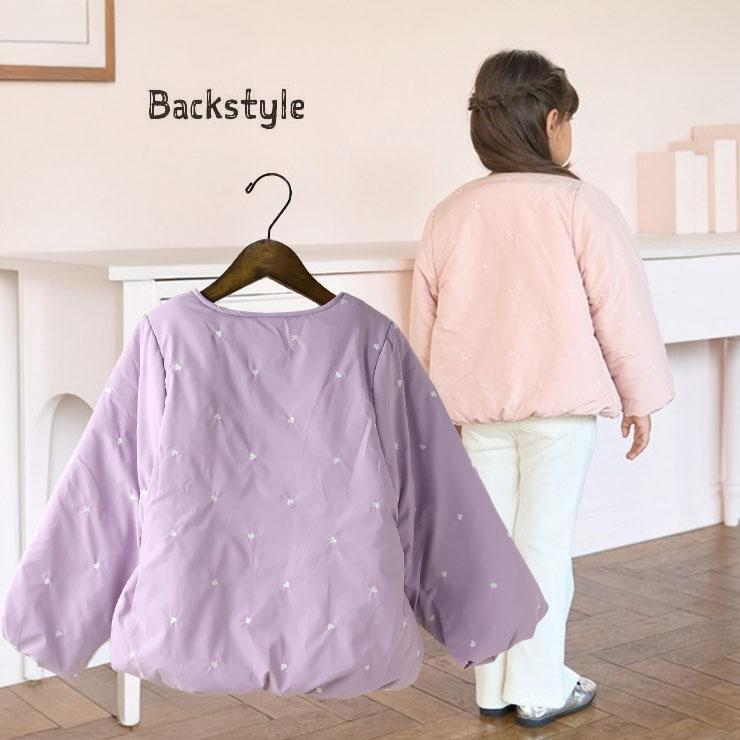 Lycee mine アソート総刺しゅうノーカラーブルゾン 裏ボア リボン