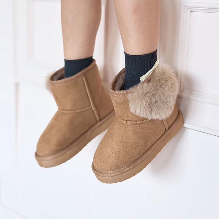 Lycee mine フェイクムートンブーツ ハートファーモチーフ付き 子供靴