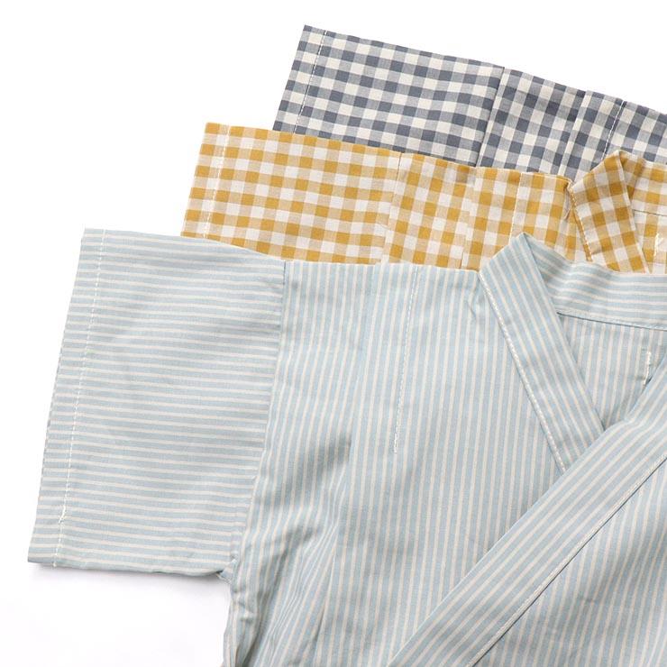 stample（スタンプル） 甚平 ストライプ ギンガムチェック 綿100% 日本