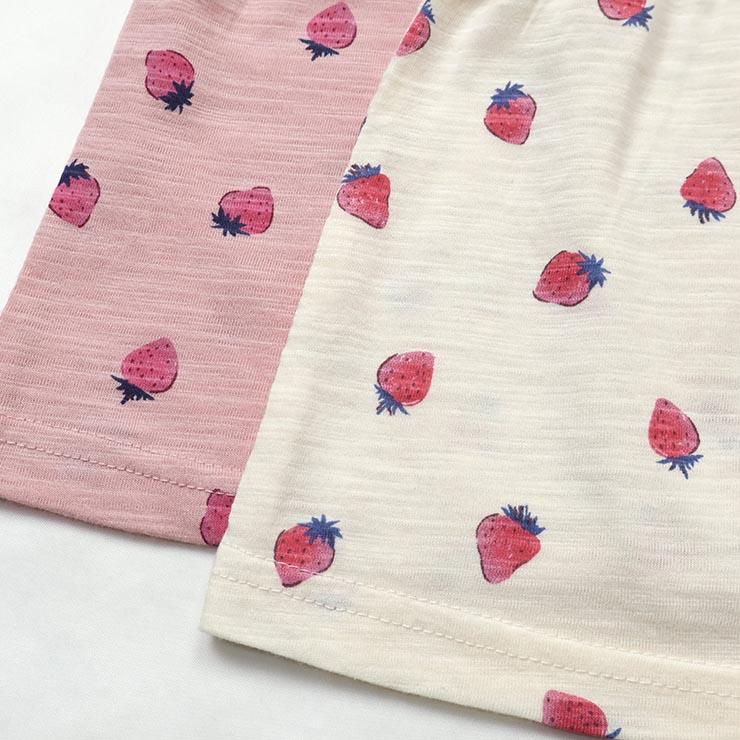 半袖Tシャツ チュニック 女の子 いちご柄 綿100% キッズ 子供服