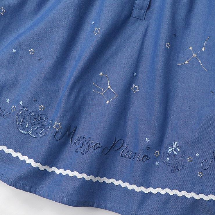 mezzo piano メゾピアノ 半袖セーラーワンピース 星座刺しゅう mezzo piano メゾピアノ 半袖セーラーワンピース 星座刺しゅう