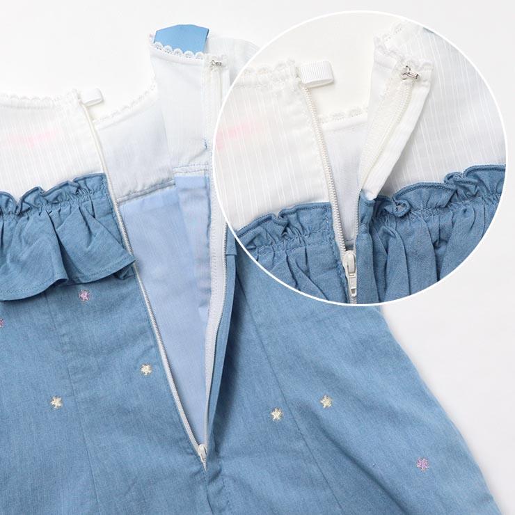 mezzo piano メゾピアノ 星刺しゅうワンピース シアー切替 ライト