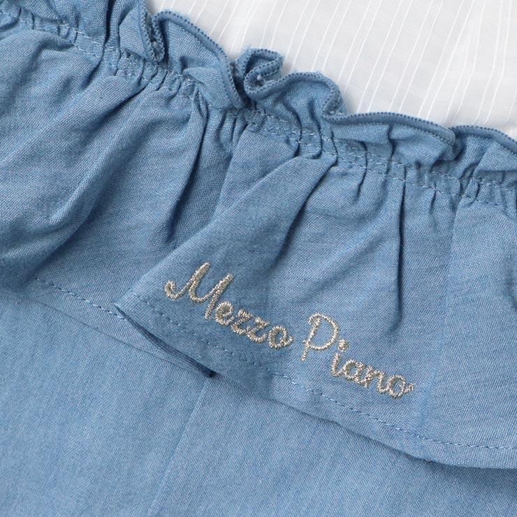 mezzo piano メゾピアノ 星刺しゅうワンピース シアー切替 ライト