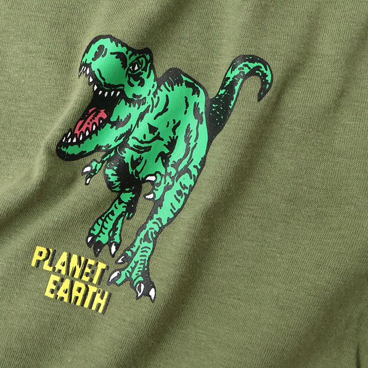 長袖Tシャツ 恐竜 ティラノサウルス プリント 綿100% ロンT RESULT