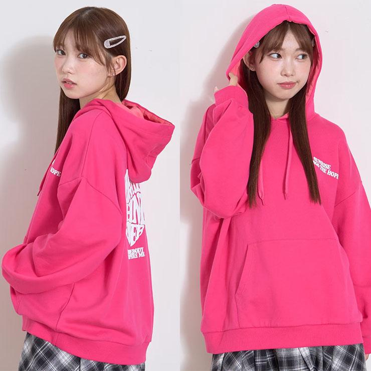 LOVETOXIC Lovetoxic プルパーカー 裏毛 ハート英字 ルーズシルエット