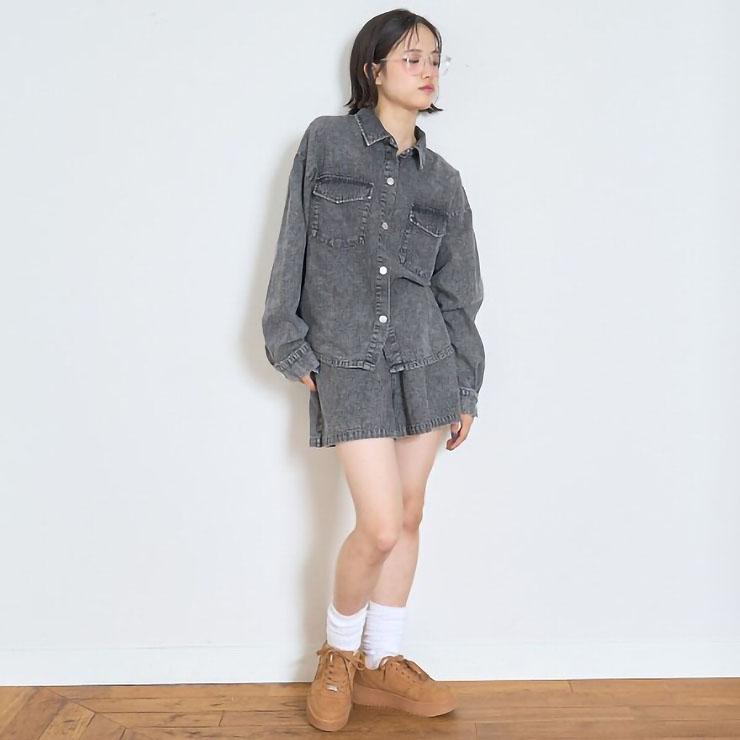 LOVETOXIC Lovetoxic デニムシャツセットアップ 長袖シャツ ショート