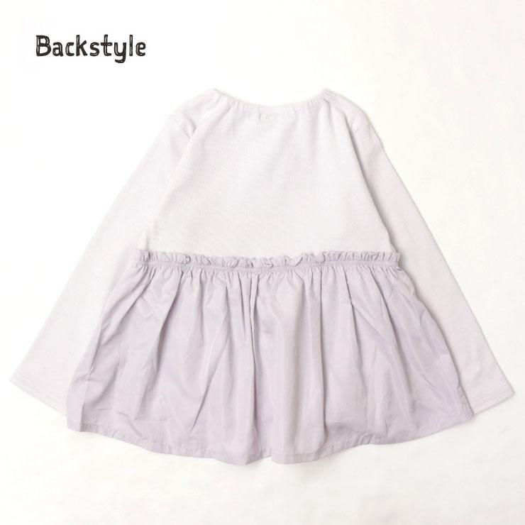 petit main 長袖トップス リボンペプラム 長袖Tシャツ チュニック 
