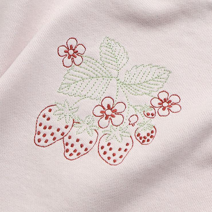 petit main トレーナー 裏毛 総柄 刺しゅう リボン チェリー