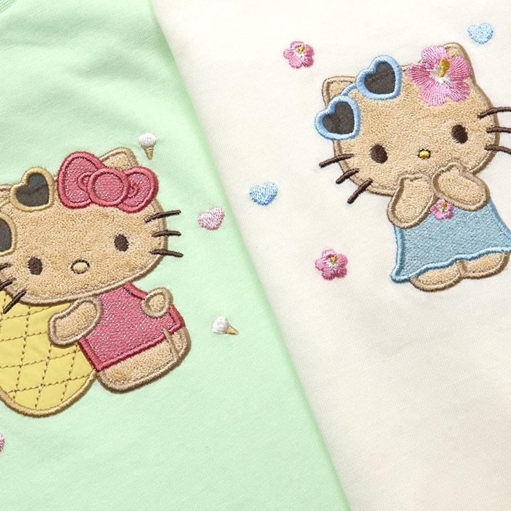 petit main サンリオコラボ ハローキティ キッズ 肩あきトップス 半袖T
