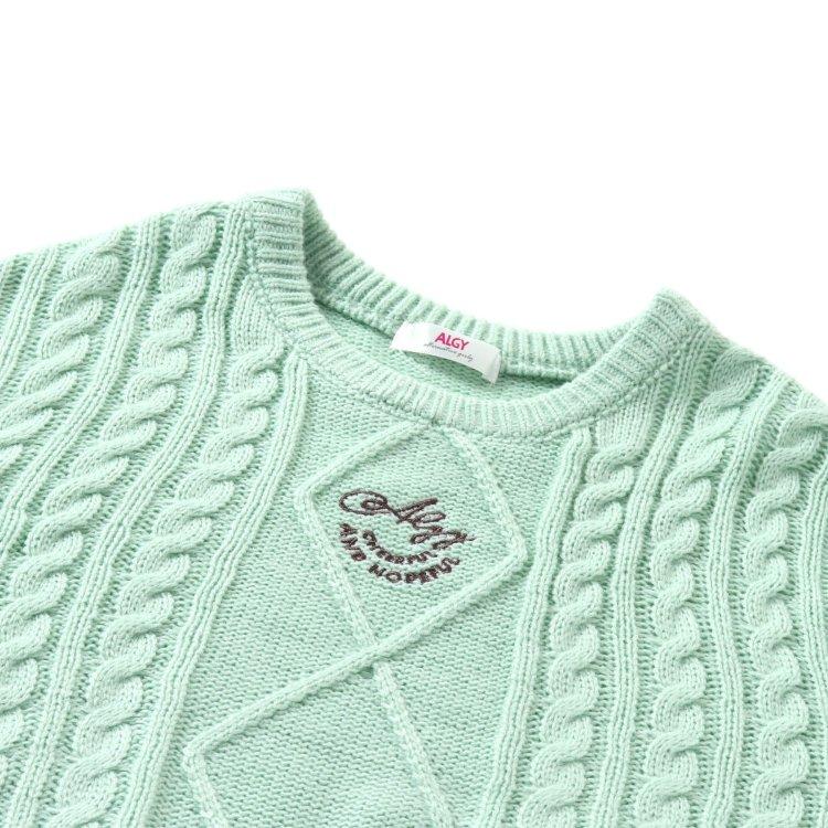 ALGY ニットセーター ケーブル編み ロゴ 長袖 ニット セーター  
