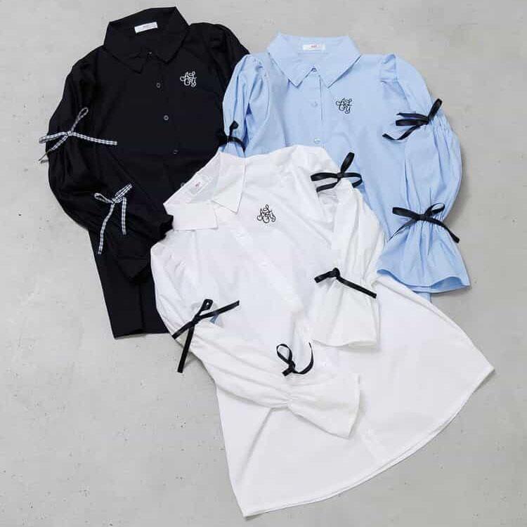 algy（アルジー） 長袖シャツミニワンピース リボン 長袖ワンピース