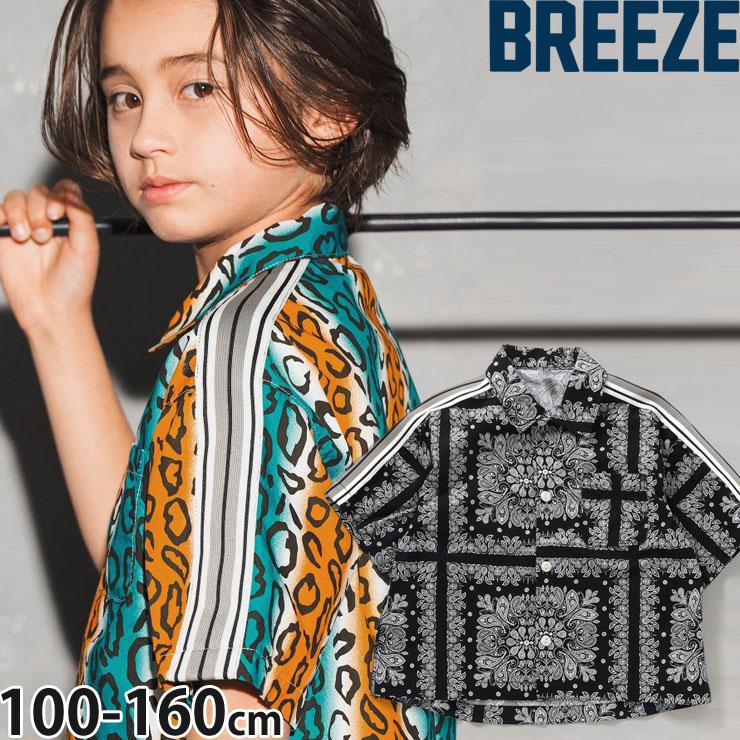 BREEZE 半袖シャツ 総柄 サイドライン バンダナ柄 ペイズリー BREEZE 半袖シャツ 総柄 サイドライン バンダナ柄 ペイズリー