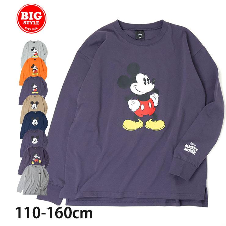 長袖Tシャツ ミッキーマウス プリント 6色2柄 ビッグロンT 綿100