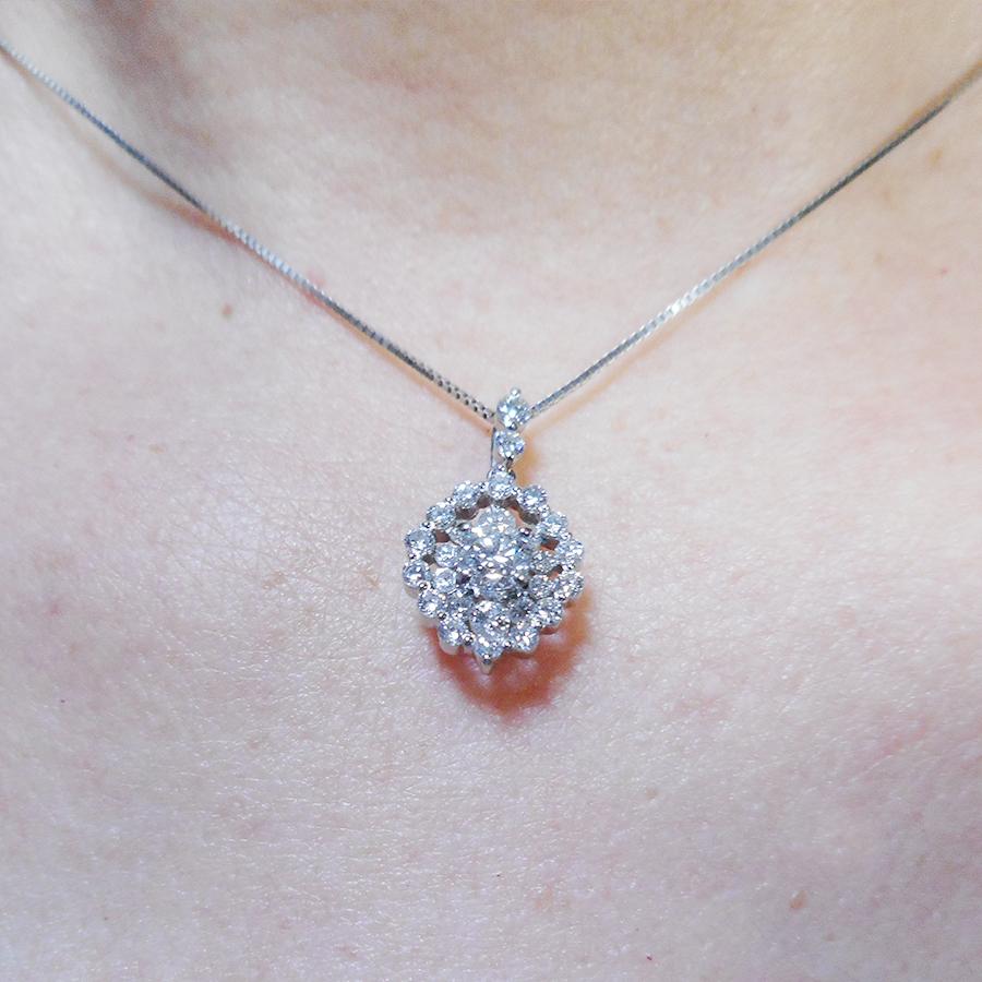 L00357♤D-COLLECTION プラチナ ダイヤモンド ネックレス アクセサリー