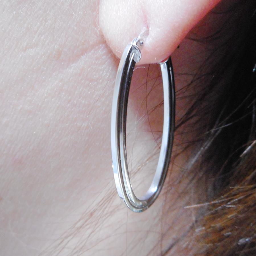 K18ホワイトゴールド イタリアンジュエリー・ウノアエレ フープピアス  