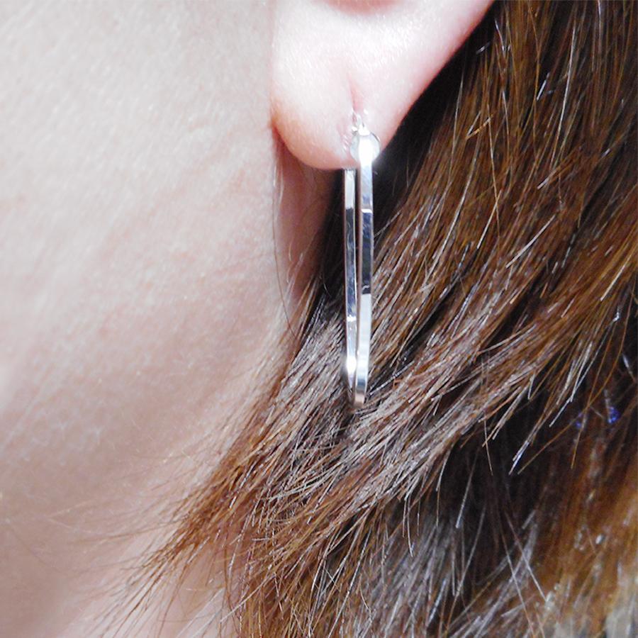 K18ホワイトゴールド イタリアンジュエリー・ウノアエレ フープピアス  