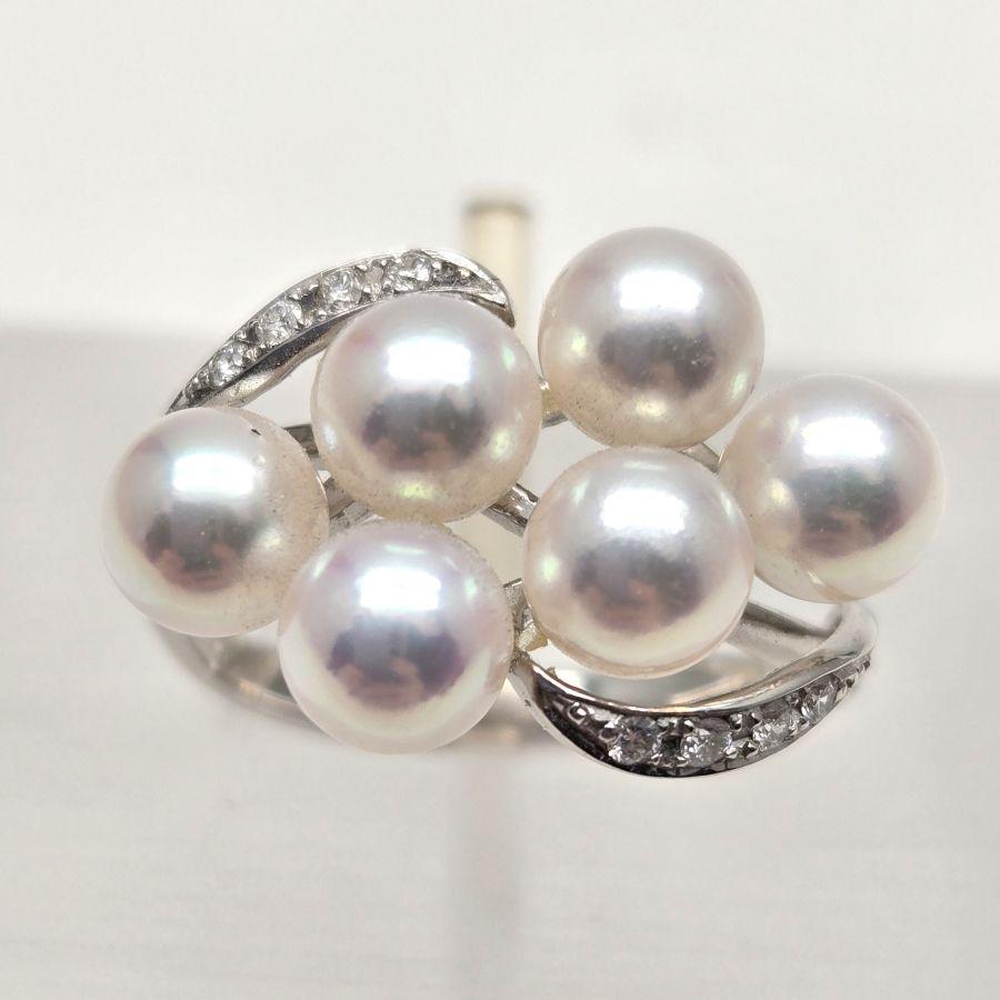 K18WG パールリング ダイヤ付き : Piccoli-punti - 通販 - Yahoo