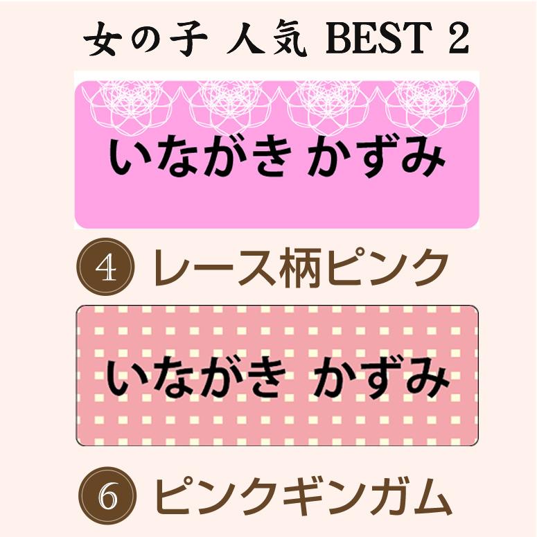 ユニーク＆シンプル オリジナル お名前シール  人気は恐竜＆レース柄フォントはポップ体   送料無料 耐水 防水 食洗機 電子レンジOK ネコ 犬 レース 無地｜piccolo-randoseru｜05