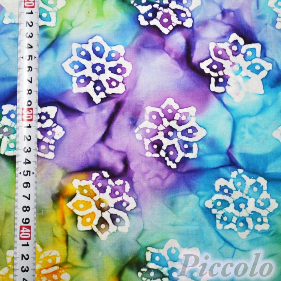 国産生地 ろうけつ染め お花 カラフル 約53cm×約50cm（カット済） FB