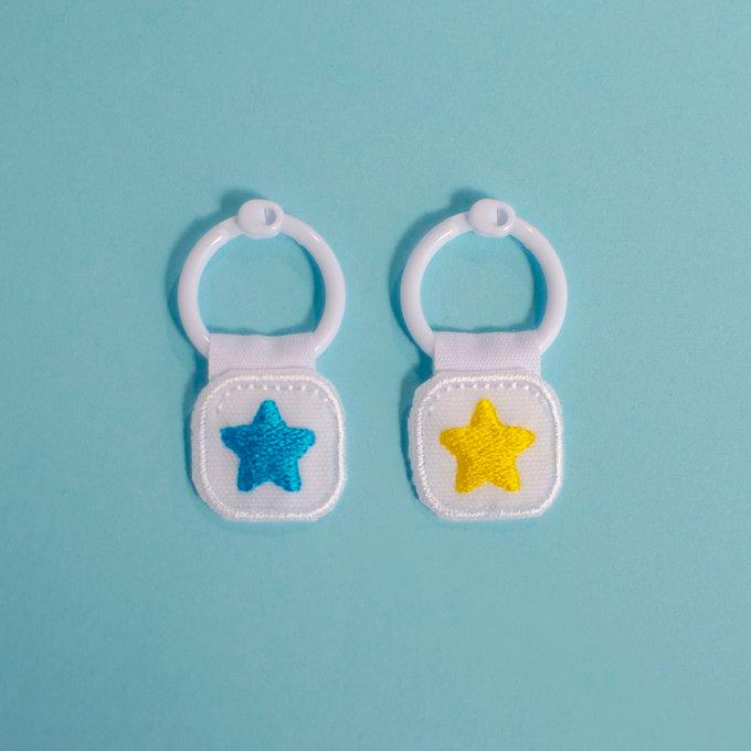 ひっぱりやすい洗える刺繍のシューズタグ 星 上履き 紐 シューズ