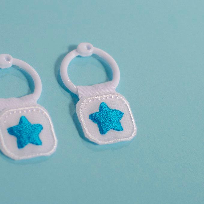 ひっぱりやすい洗える刺繍のシューズタグ 星 上履き 紐 シューズ