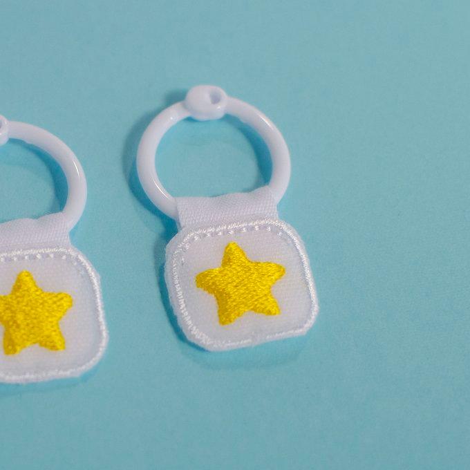 ひっぱりやすい洗える刺繍のシューズタグ 星 上履き 紐 シューズ
