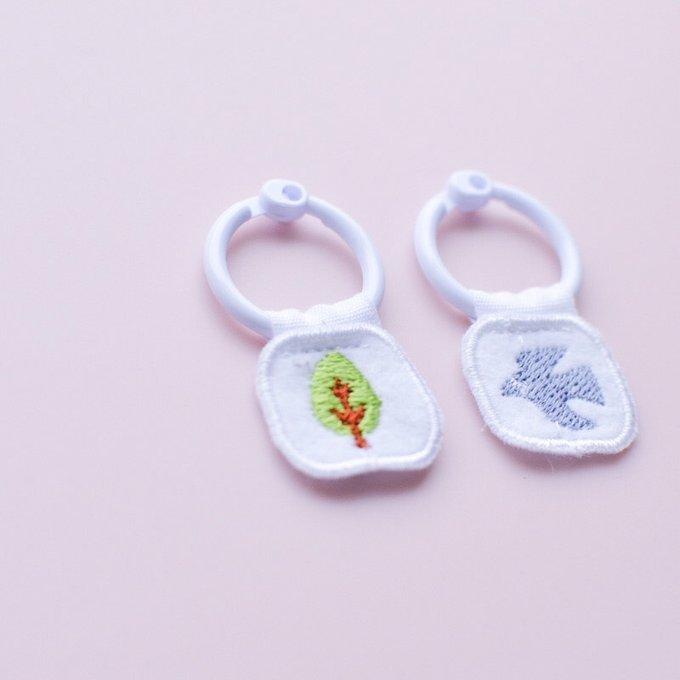 ひっぱりやすい洗える刺繍のシューズタグ 北欧風 上履き 紐 シューズ