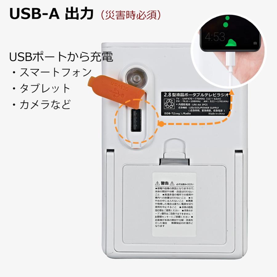 2.8インチポータブルテレビ FM/AMラジオ テレビ録画 ラジオ録音 懐中