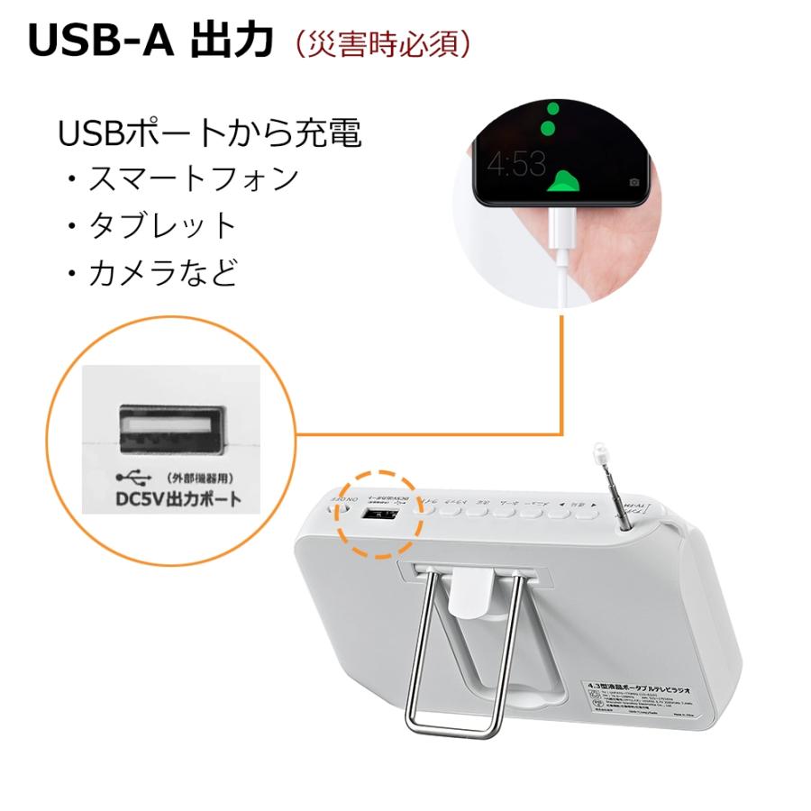 4.3インチポータブルテレビ FM/AMラジオ テレビ録画 ラジオ録音 懐中