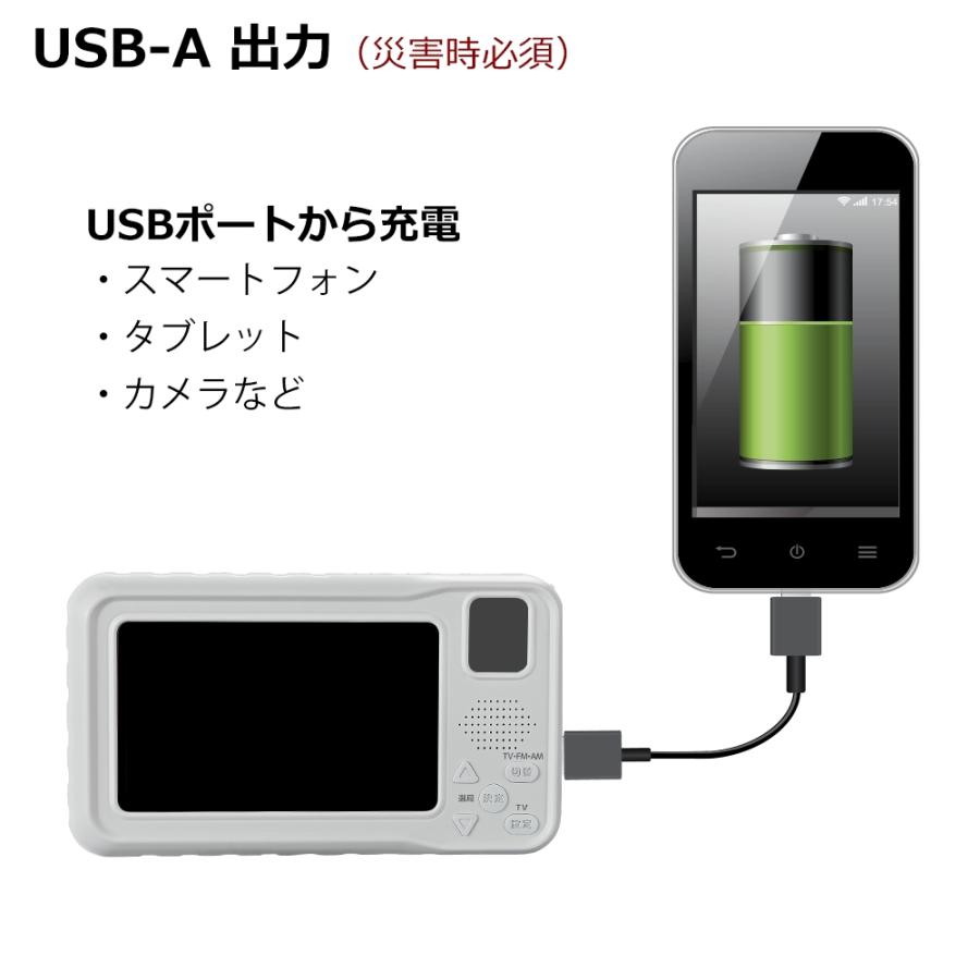 4.3インチポータブルテレビ FM/AMラジオ 手回し充電 懐中電灯 スマホ